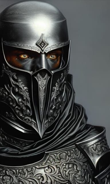 Undead Paladin in Silver Armor: Hyperrealistic Portrait