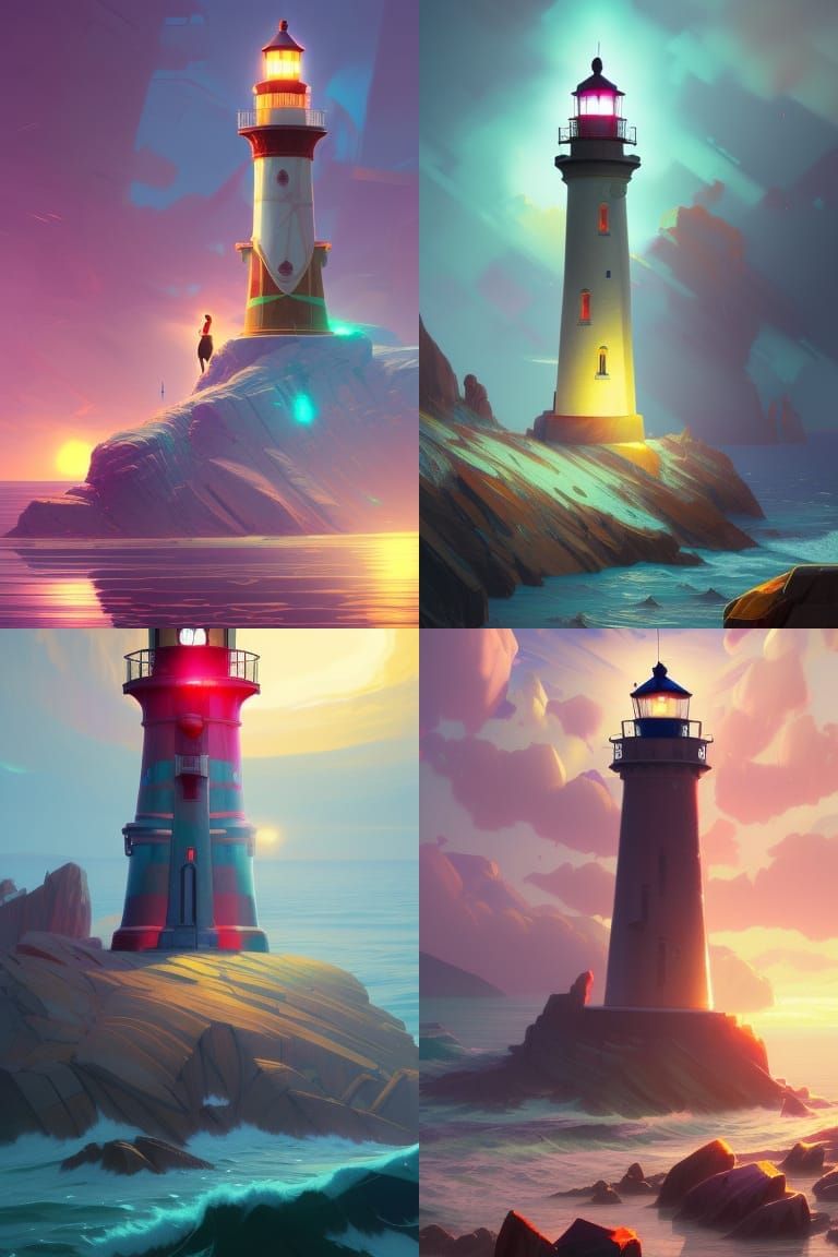 Crystal Lighthouse with Colorful Background in 8K