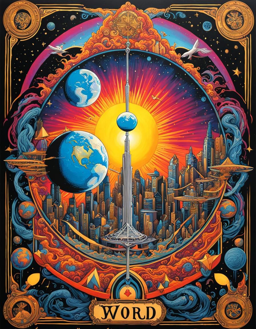 Psychedelic Graffiti Art: The World Tarot Card