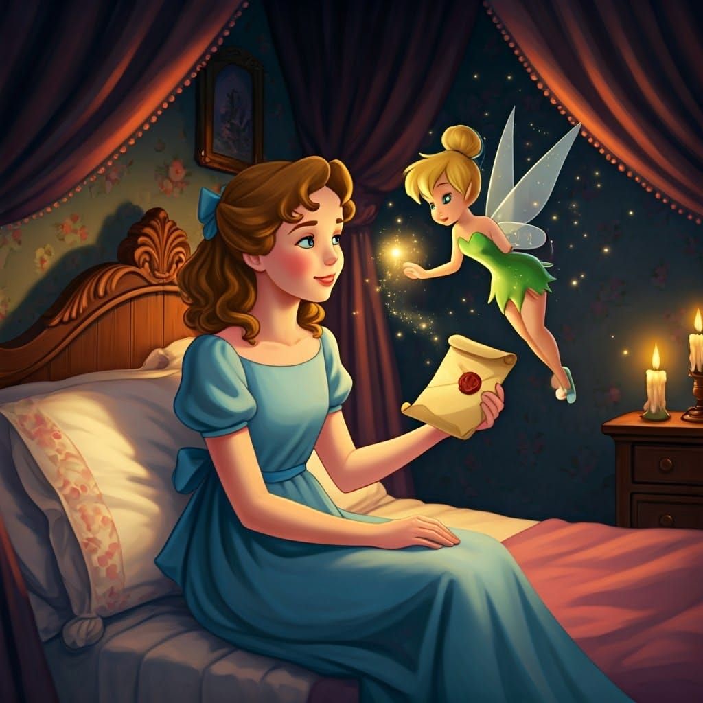 Wendy Darling Receives a Whimsical Letter from Peter Pan