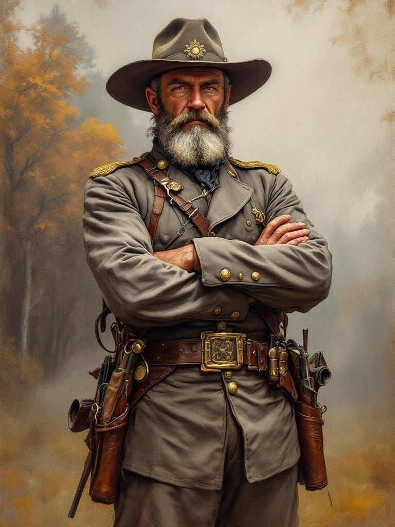 Confederate Officer in Autumn Fog