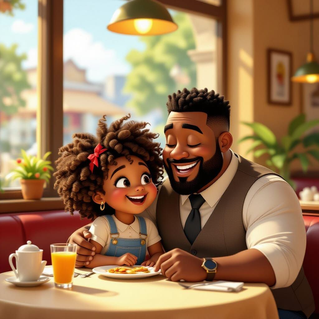 Father's Day Celebration in Animation Cel Style