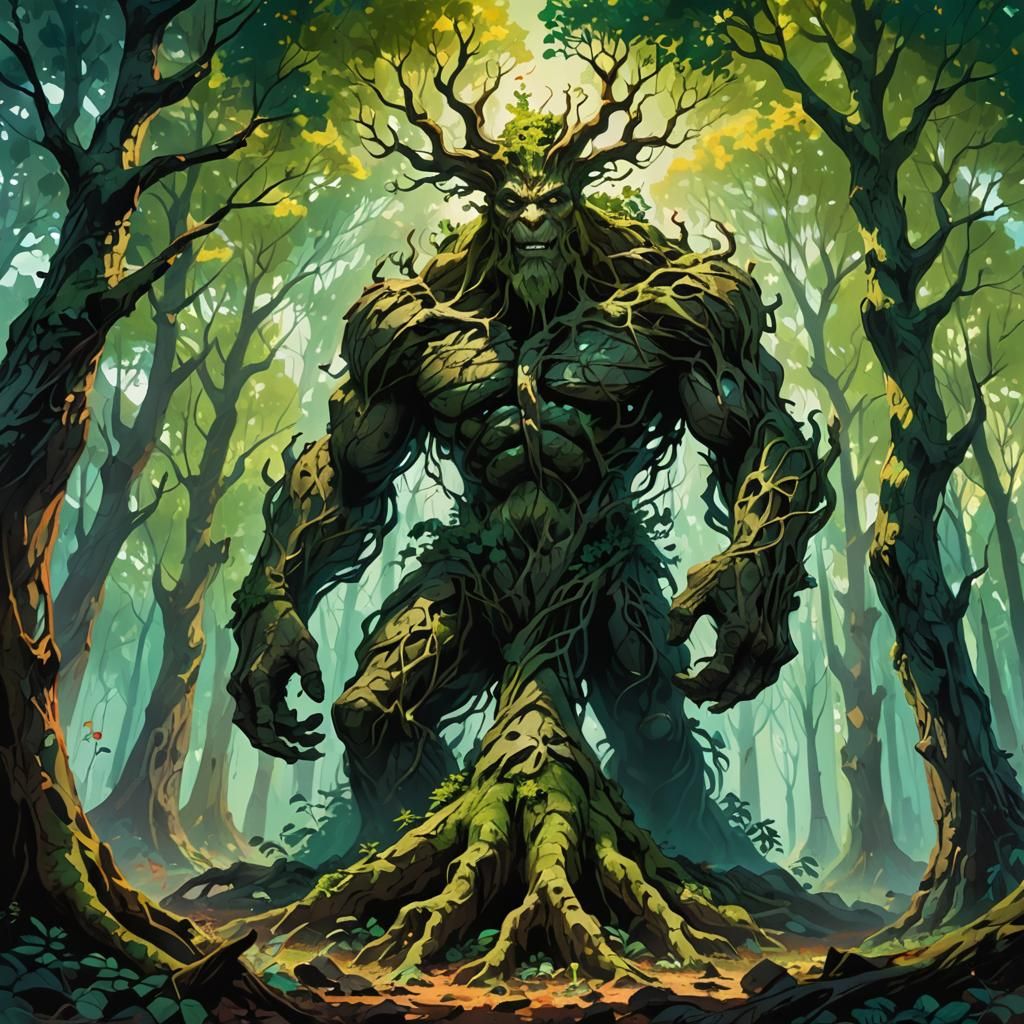 Majestic Forest Giant in Oil Painting Style