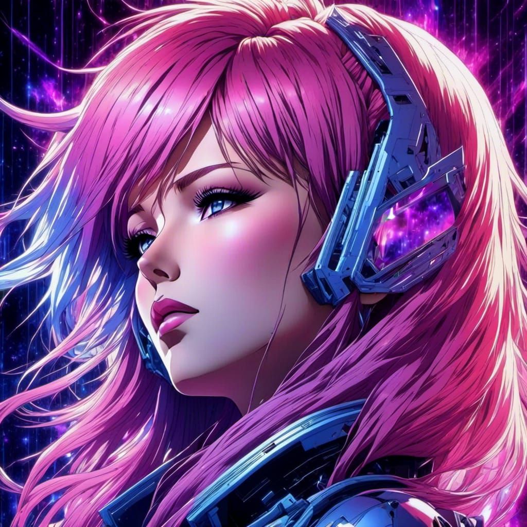 Cyberpunk Head Splintering into Digital Shards