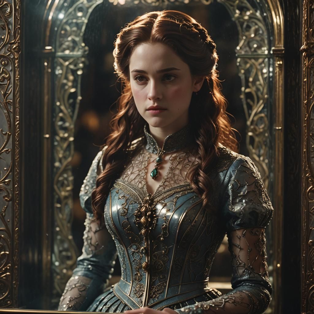 Ornate Victorian Figurine in Glass Cabinet