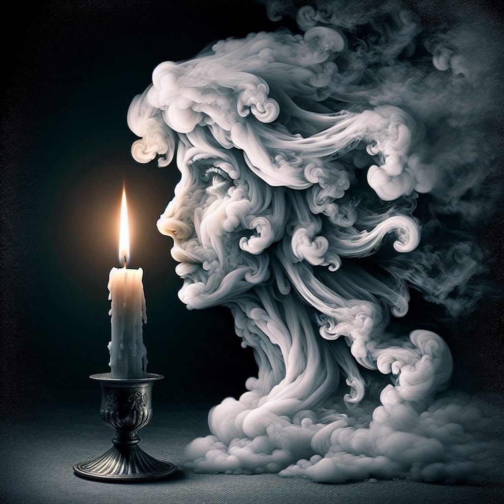Smoke Woman: Gothic Airbrush Art from Candle Flame