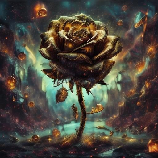 Dramatic Black Rose Close-Up, Cinematic Film Still