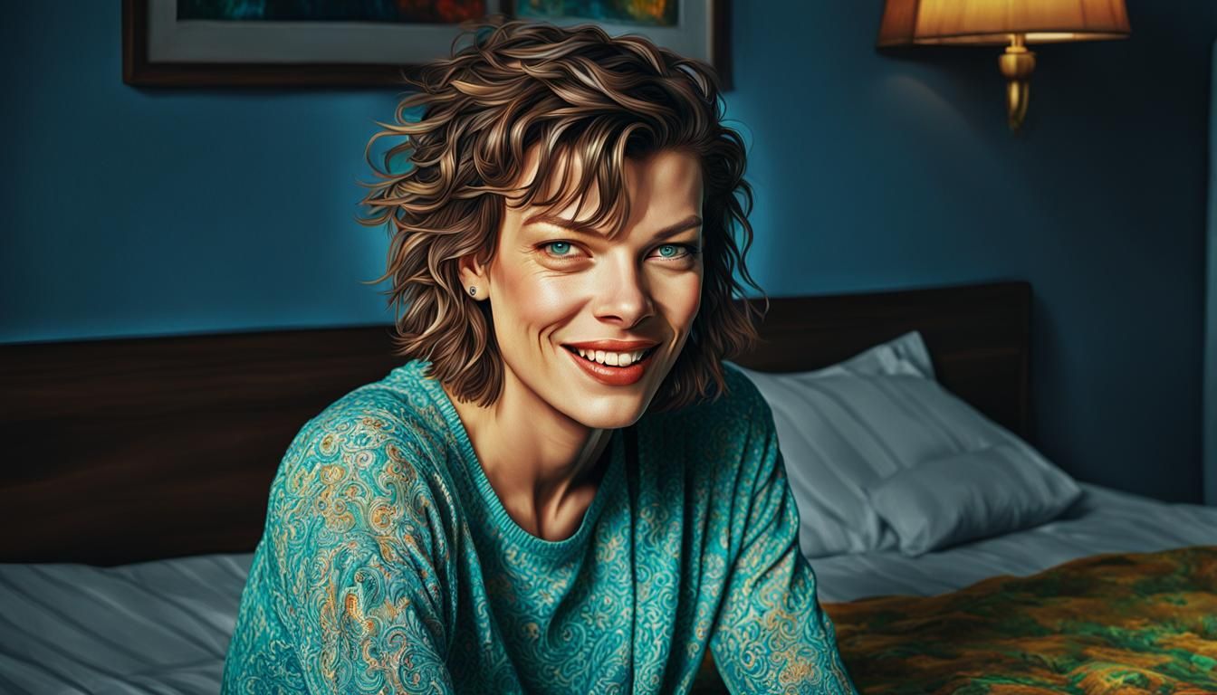 Milla Jovovich Portrait in Biopunk Dystopian Style