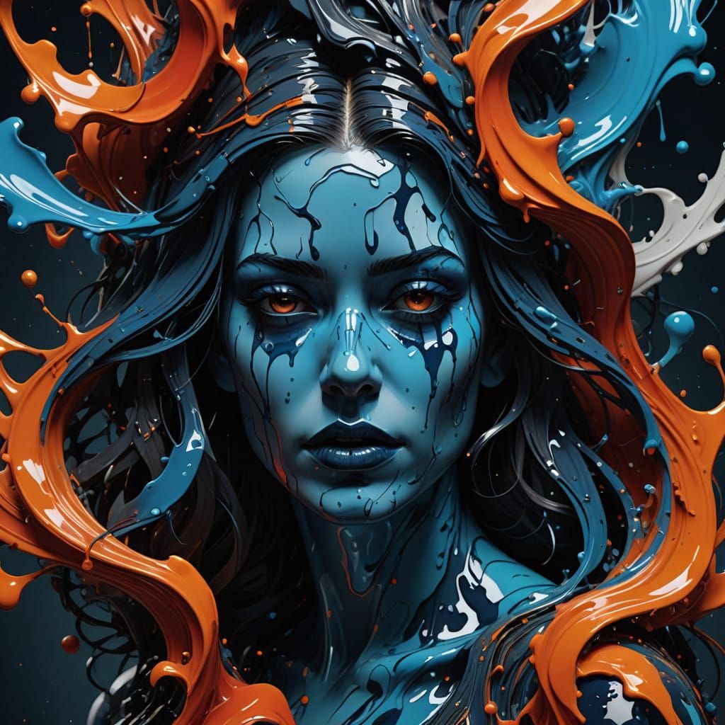 Surreal Smoke Portrait in Vibrant Abstract Background