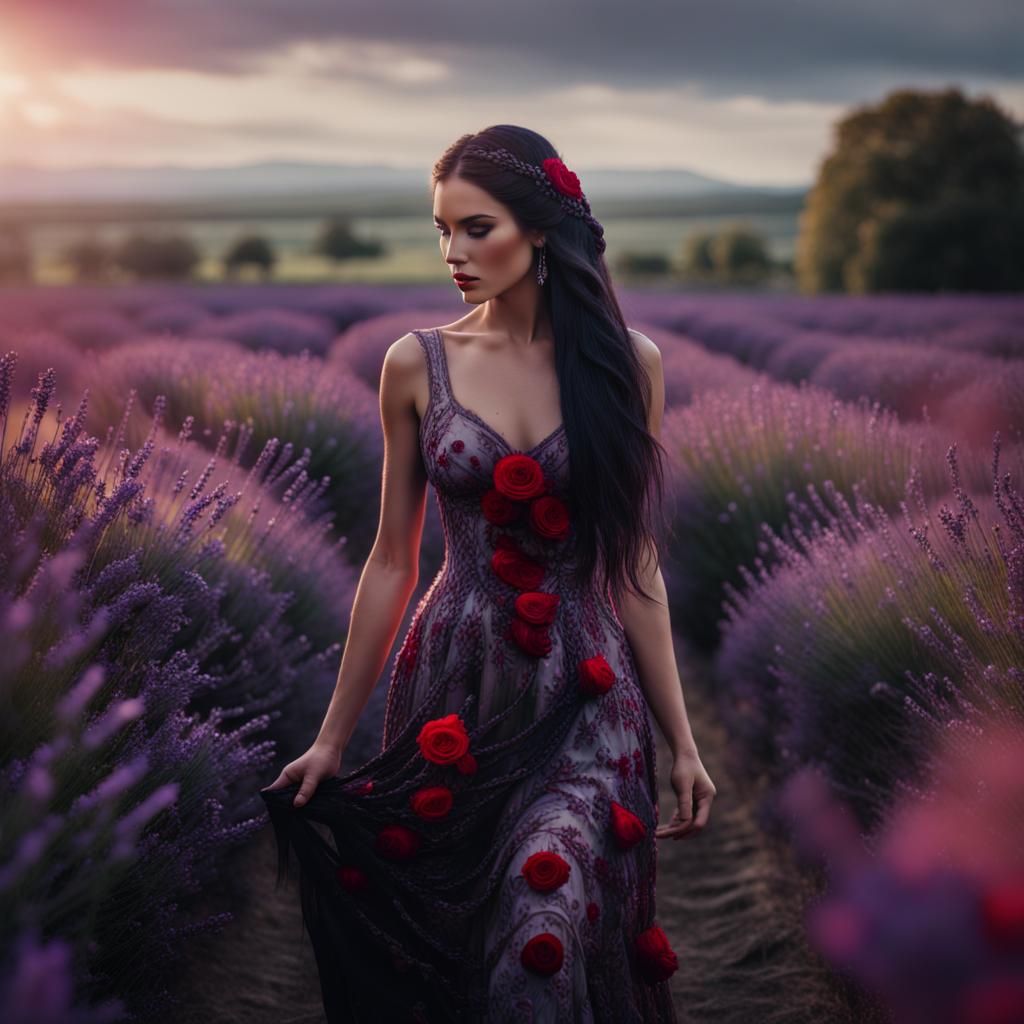 Woman in Lavender Field: Digital Matte Painting