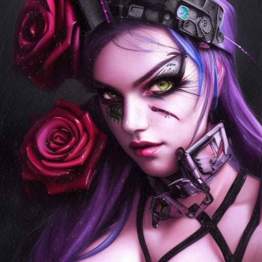 Cybergoth Domina Portrait in Radioactive Rain