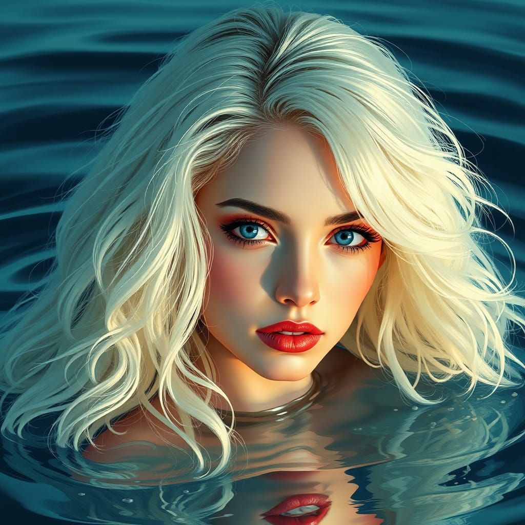 Beautiful Mermaid in Ocean: Digital Pop Art