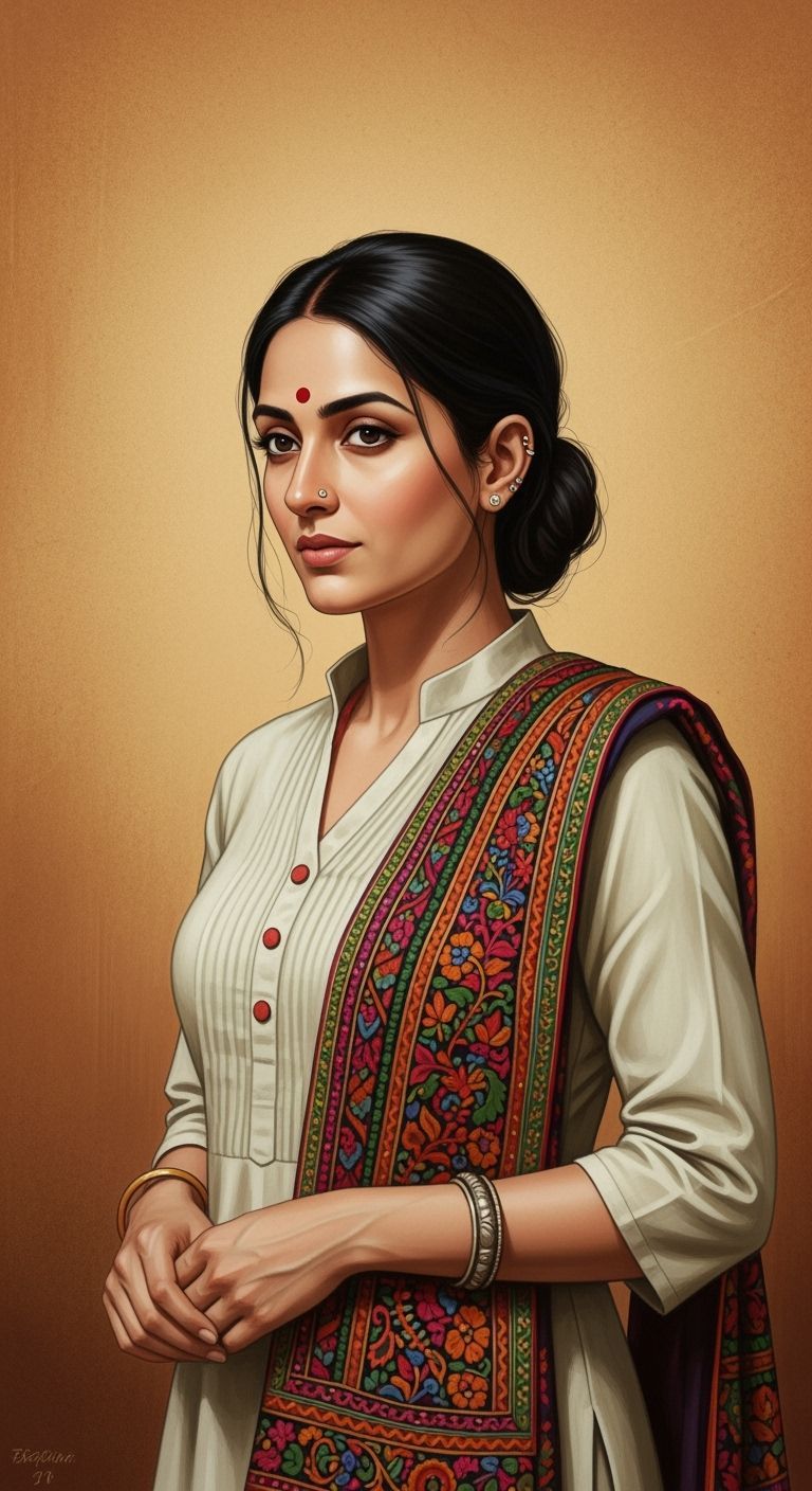 Elegant Indian Woman in Traditional Raja Ravi Varma Style