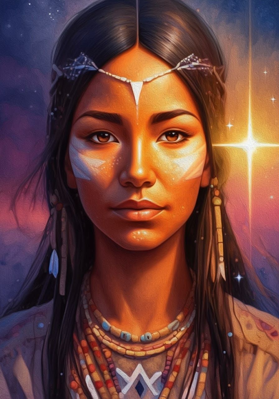 Iroquois Goddess of Dawn as Oil Painting
