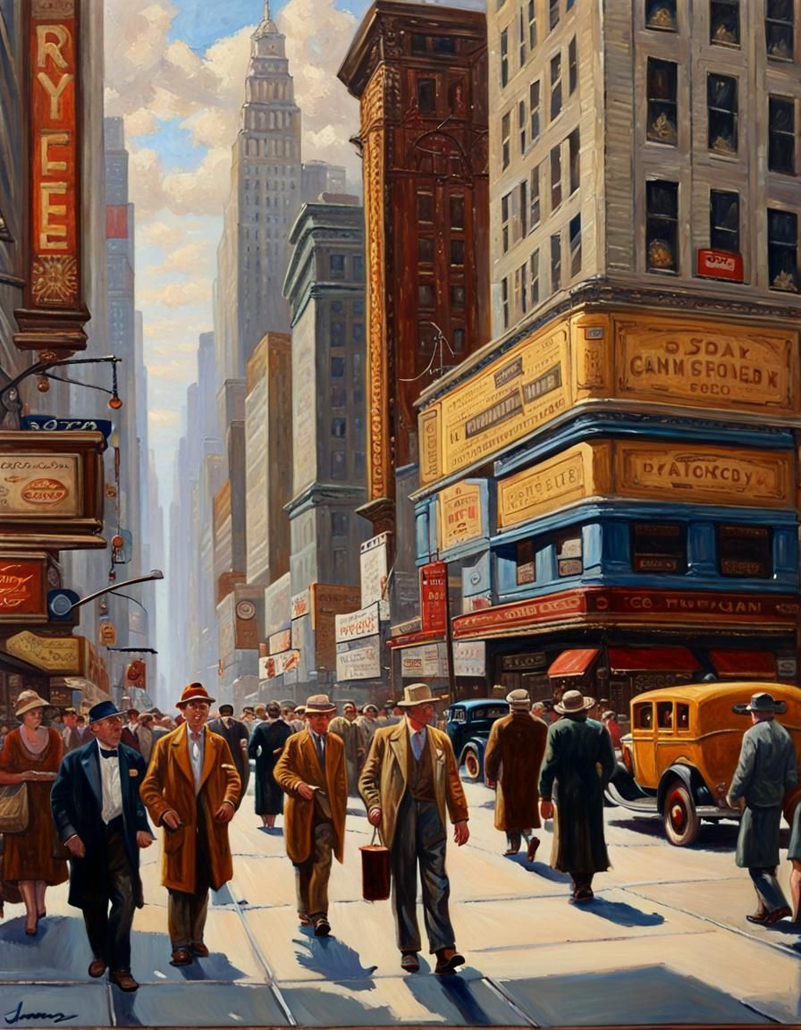 Time Traveler on Broadway: Oil Painting in 1930s Style