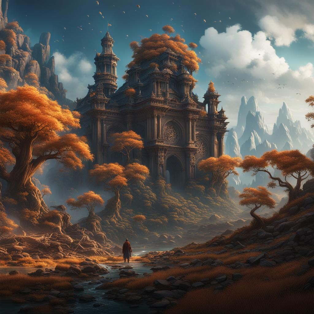 Fantastical Lost Subject in Detailed Matte Painting