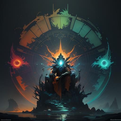 Dynamic Evolution Concept Art in Orange and Teal