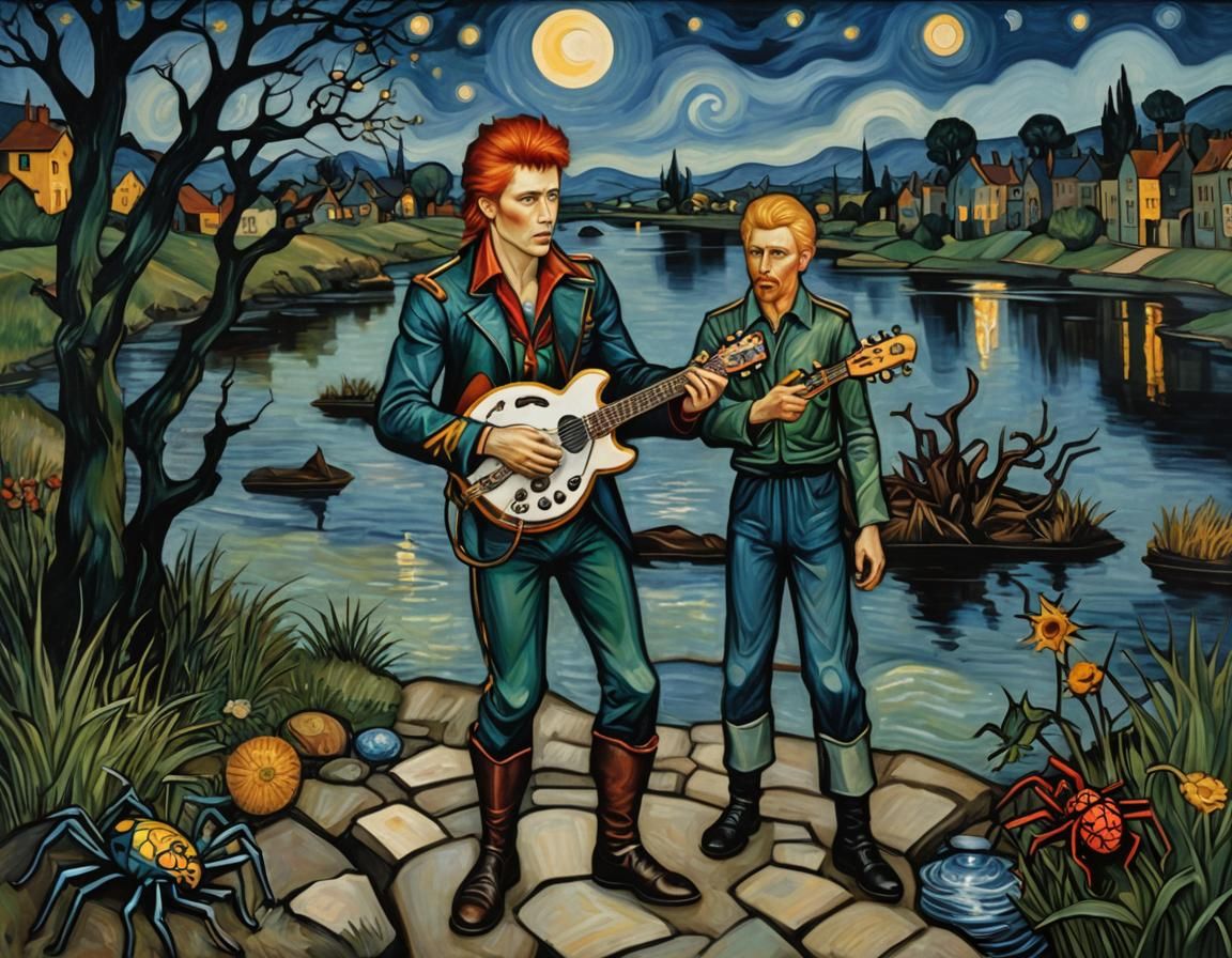 Ziggy Stardust Portrait in Neo-Cubist Style