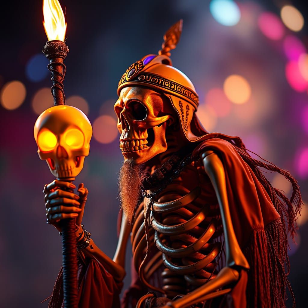 Backlit Skeleton Shaman with Magic Stick