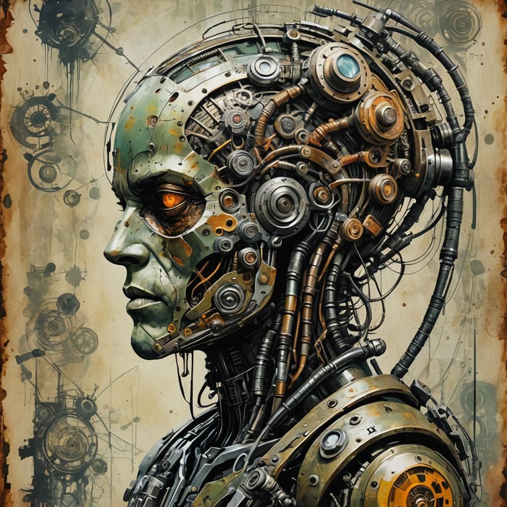 Biopunk Mixed Media Art Composition