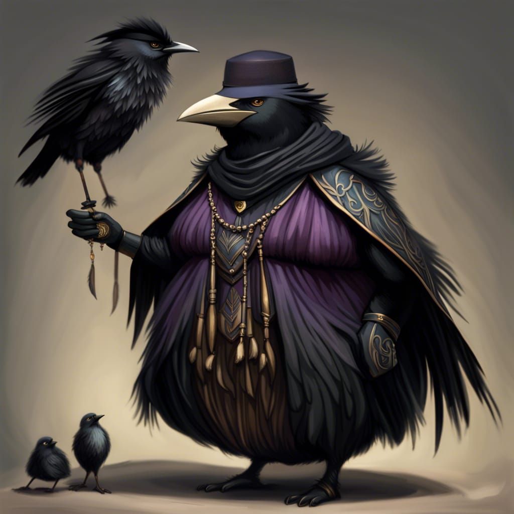 Plump Kenku Female in Luxurious Clothes