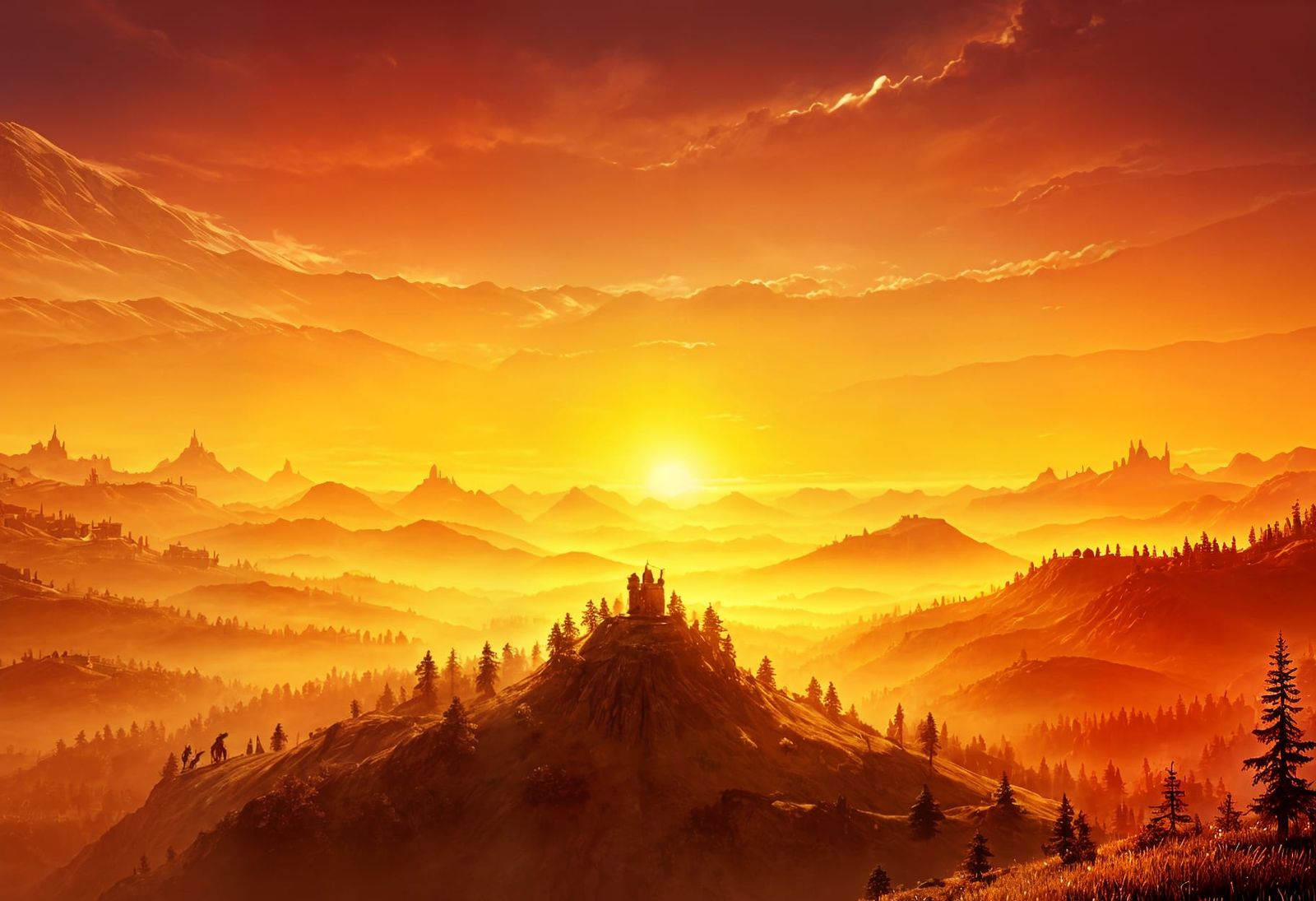 Idyllic Fantasy Citadel in Natural Serene Landscape