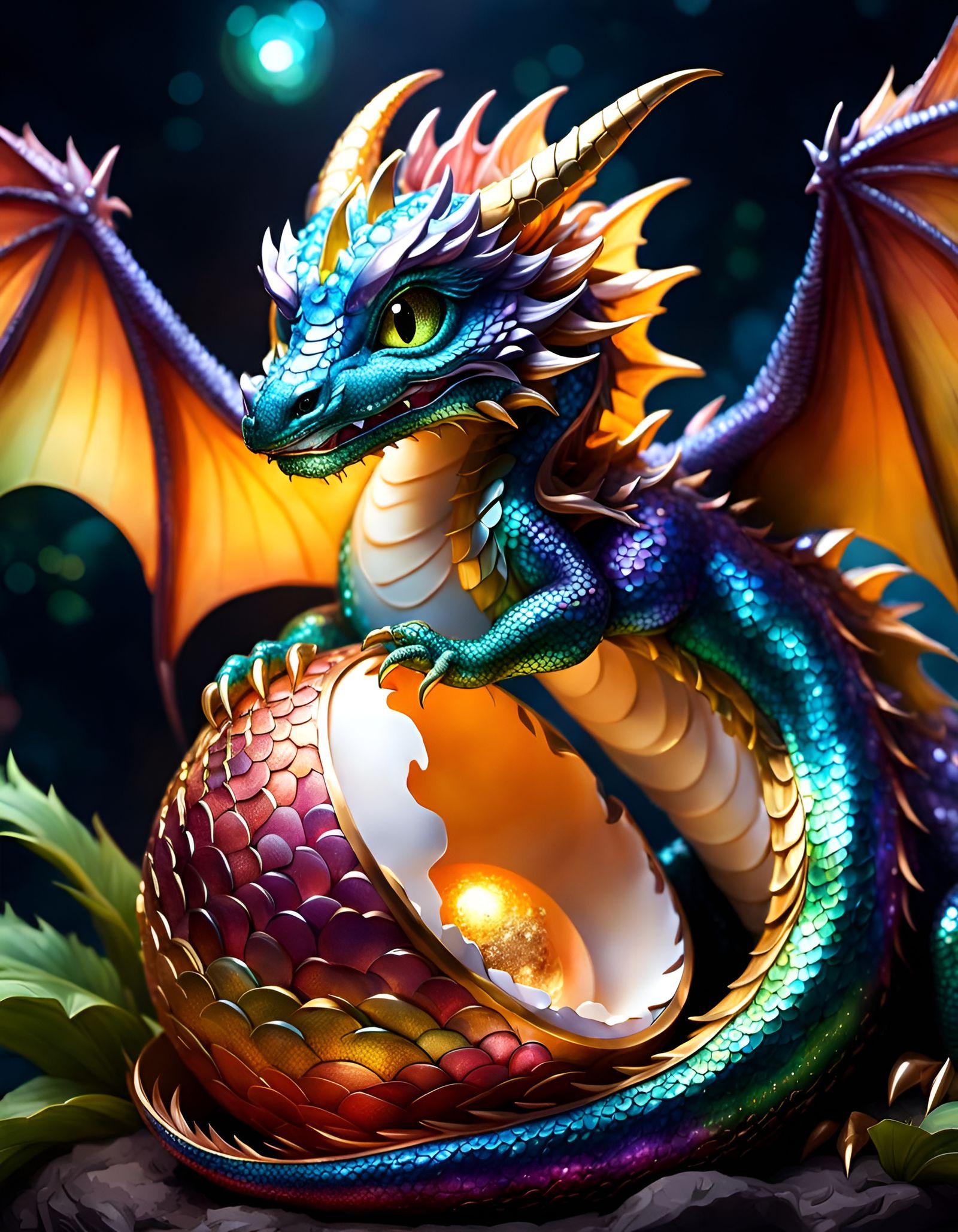 Mother Dragon Protecting her Egg