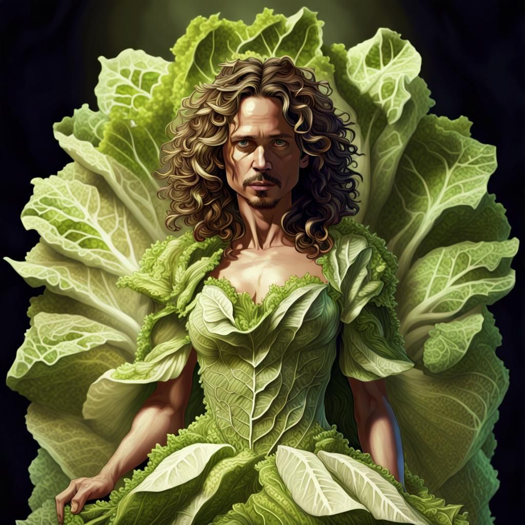 Chris Cornell in Lettuce Dress: Dark Fantasy Art