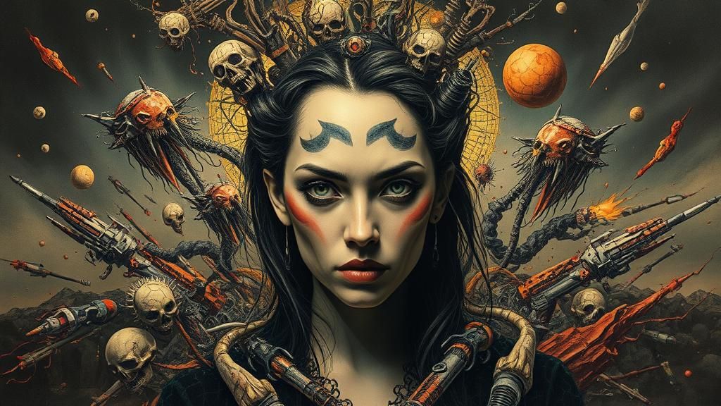 Dystopian Woman in Surrealist Nightmare