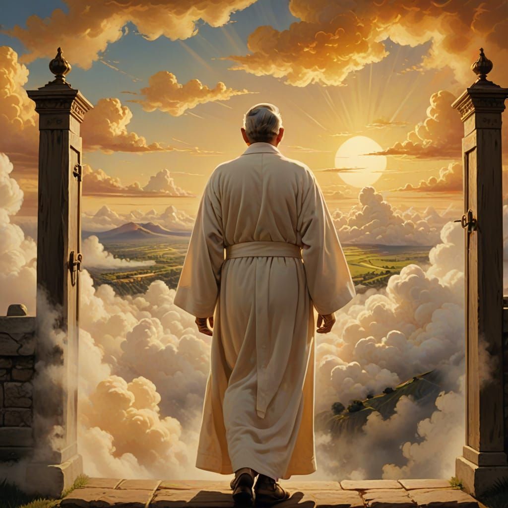 George Burns at the Gate in Heavenly Light