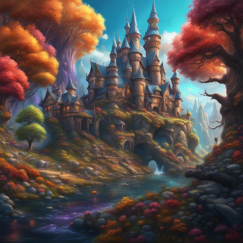 Colorful Crayon Kids Drawing in Detailed Style