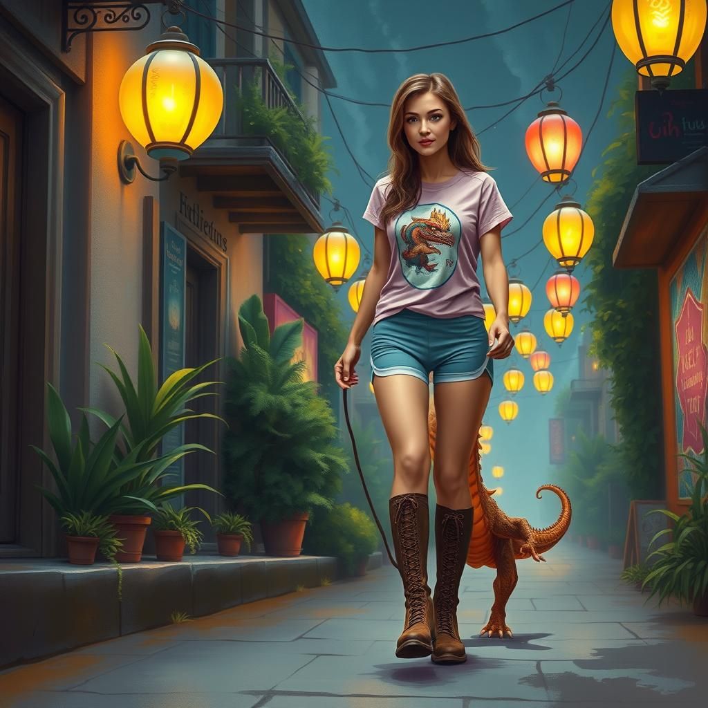 Woman Walking Dragon: Surrealist Magical Realism