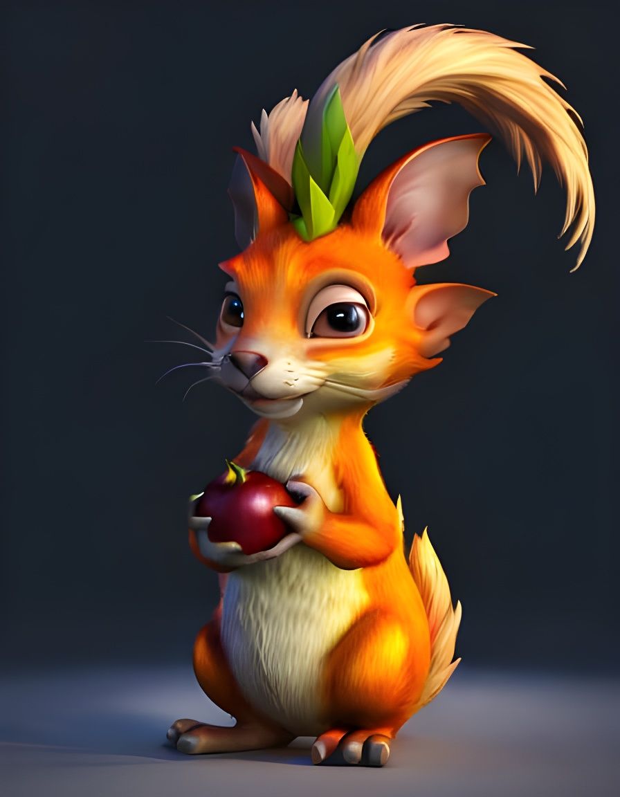 Squirrel in Oak Nut Hat, Storybook Style