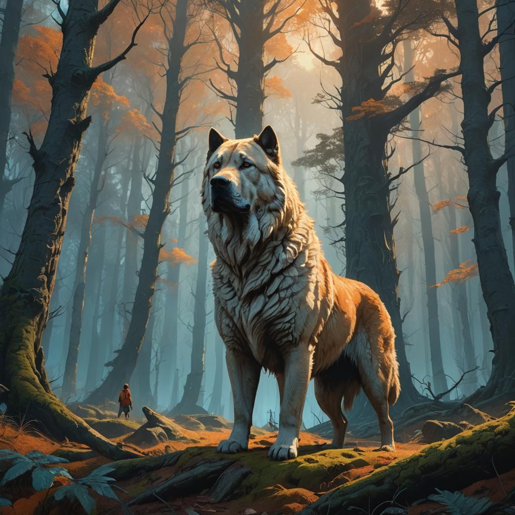 Kangal God in Mystical Forest: Fantasy Concept Art