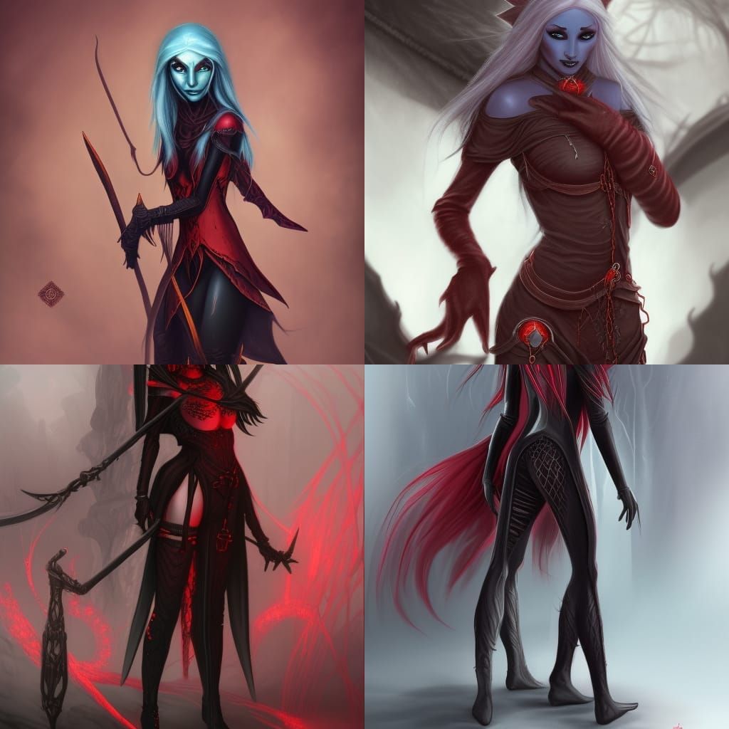 Drow Elf in Latex Restraint: Detailed Digital Art