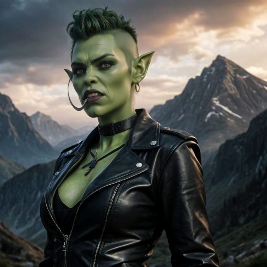 Gothic Orc Warrior Babe in Mountains