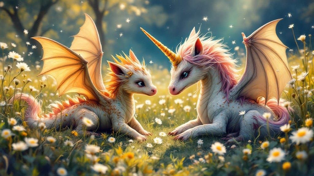 Whimsical Magical Forest Scene in Dreamy Digital Painting St...