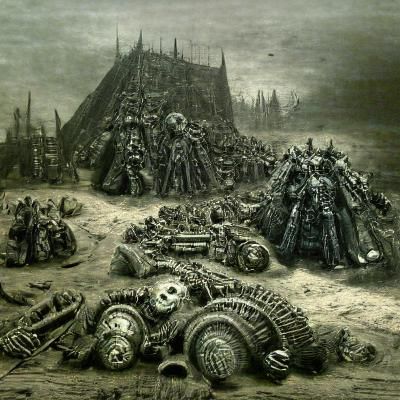 Warhammer 40k Wasteland in Gustave Doré Style
