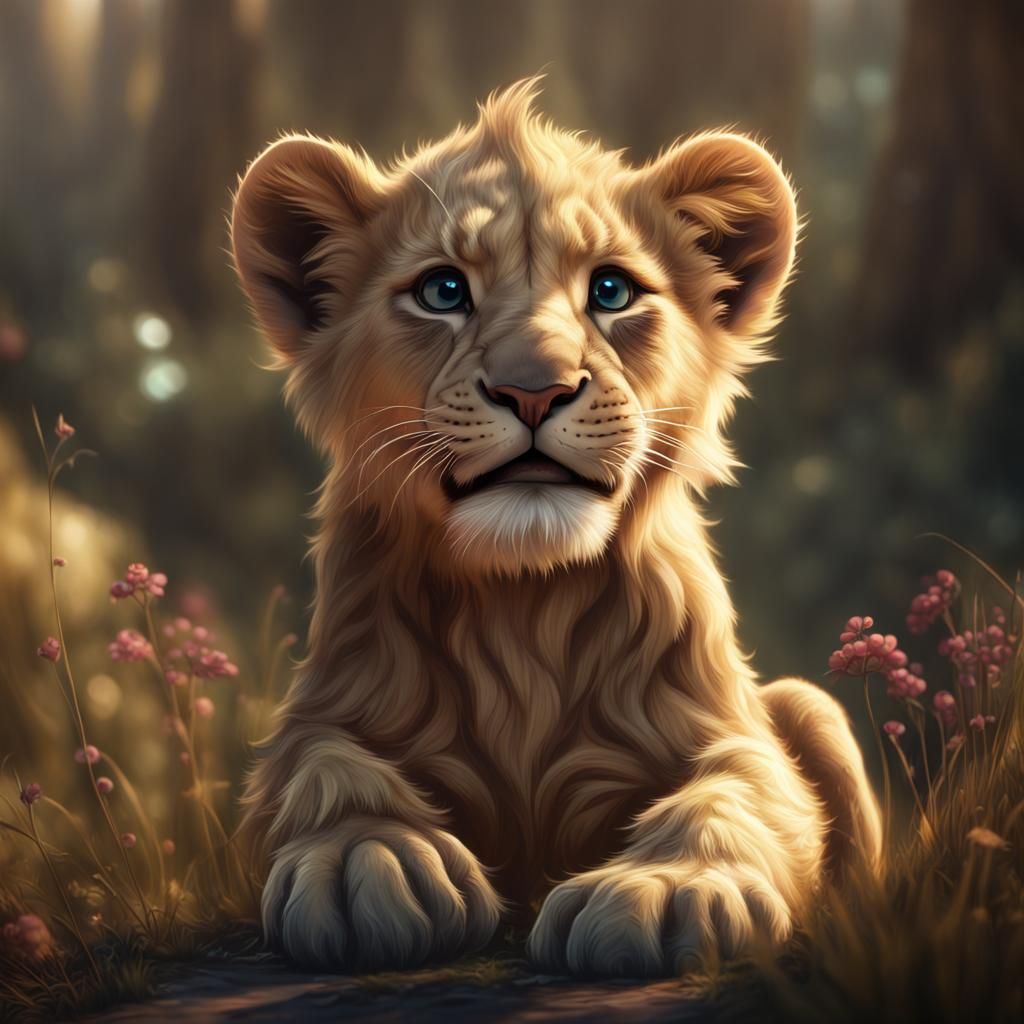 Happiest Lion Cub: Fantasy Concept Art