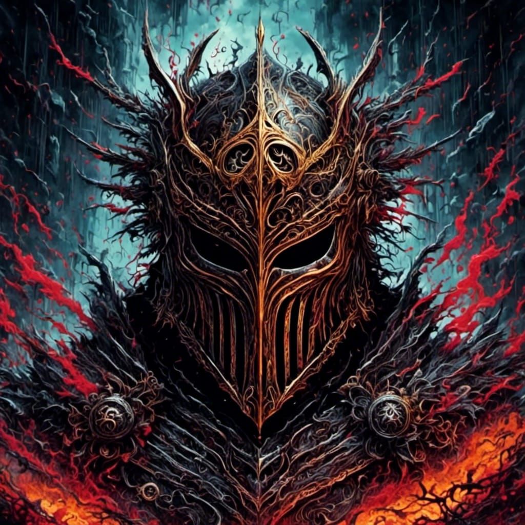 Dark Knight Helm on Crypt in Graffiti Art Style