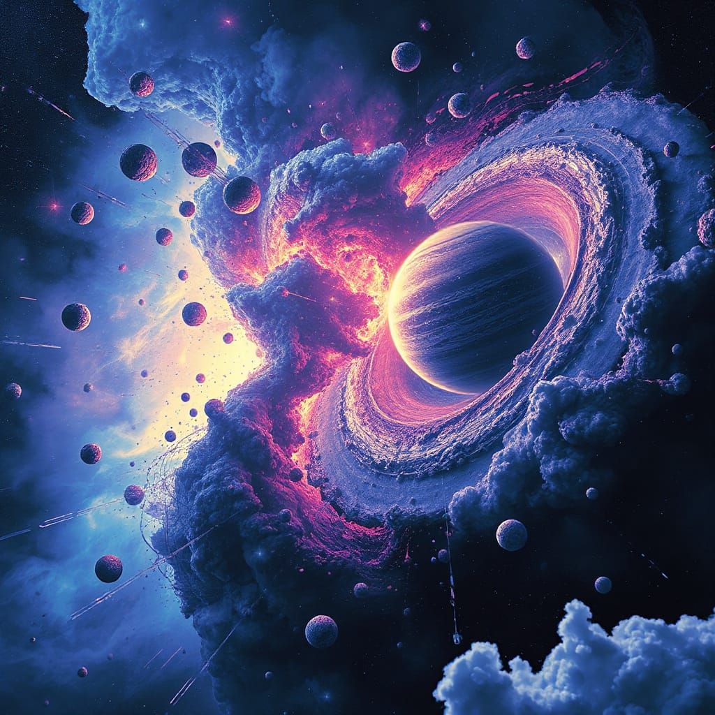 Galactic Collision in Vibrant, Cosmic Colors