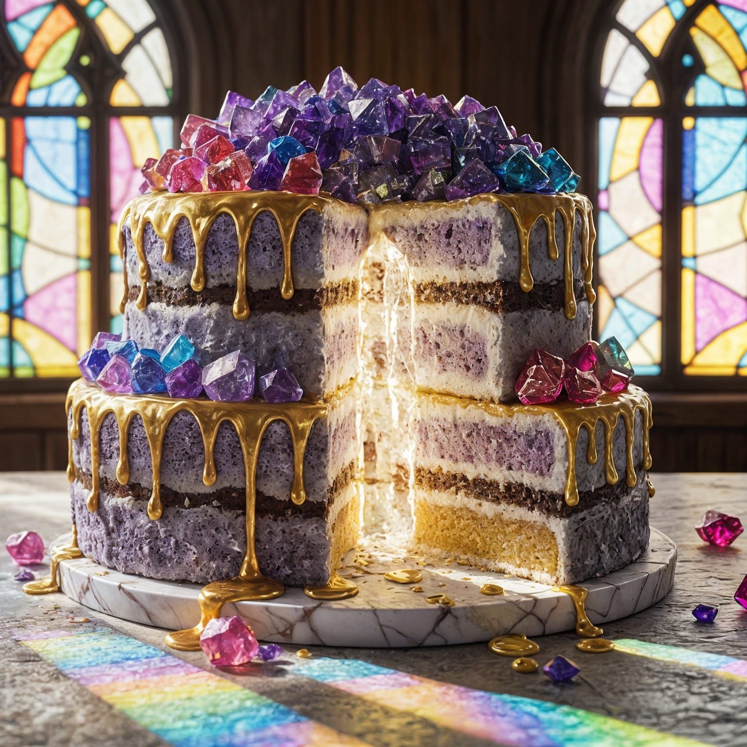 Gemstone Birthday Cake with Crystalline Core