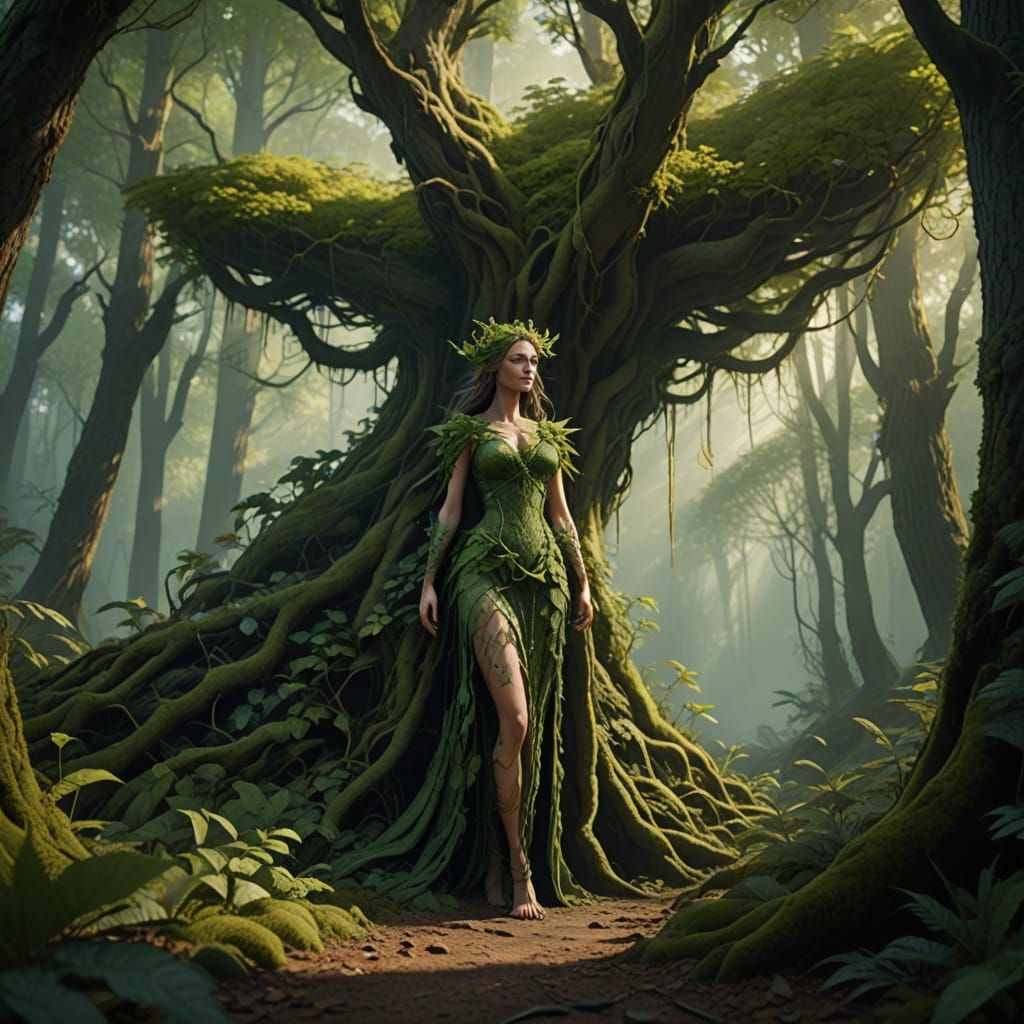 Ethereal Dryad Hides in Plain Sight within the Forest
