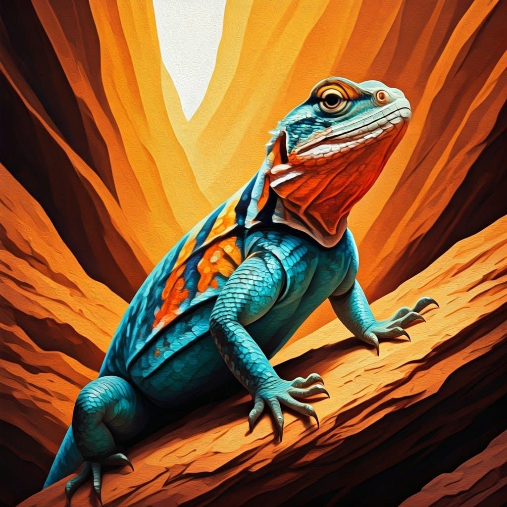 Eastern Collared Lizard in Vivid Impasto Style