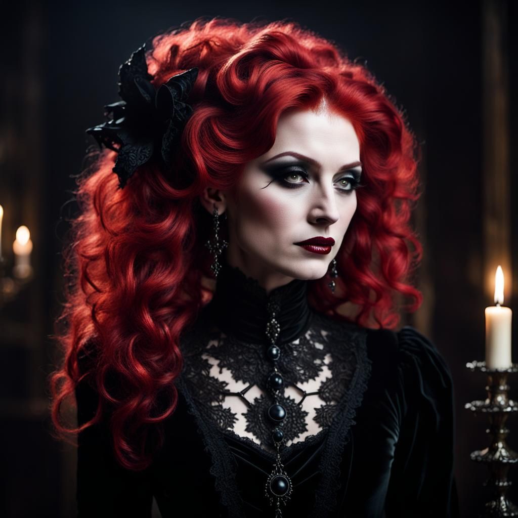 Gothic Girl in Victorian Mourning Attire