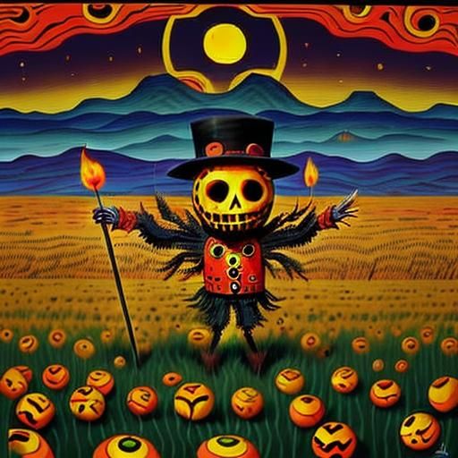 Fantasy Scarecrow Illustration in DreamWorks Style