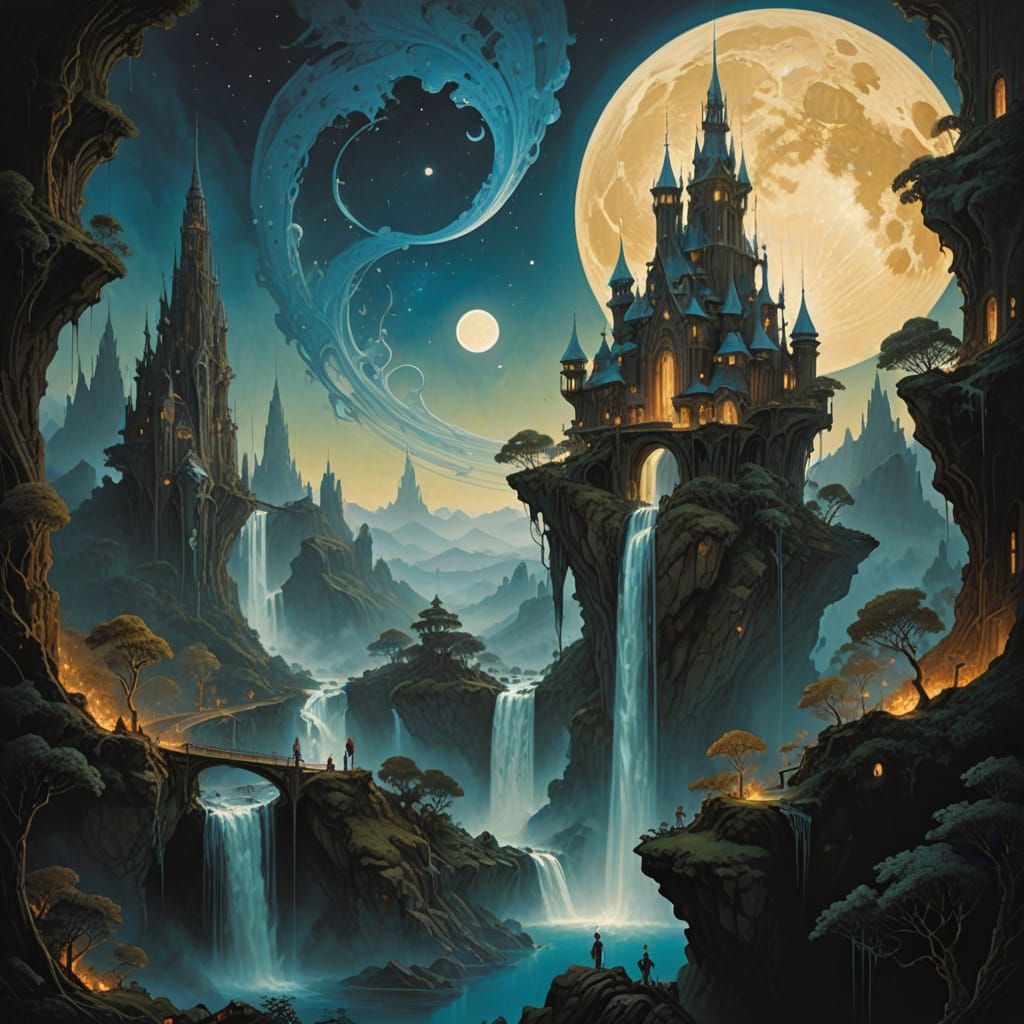 Surreal Metropolis in Twilight: A Divine Vision