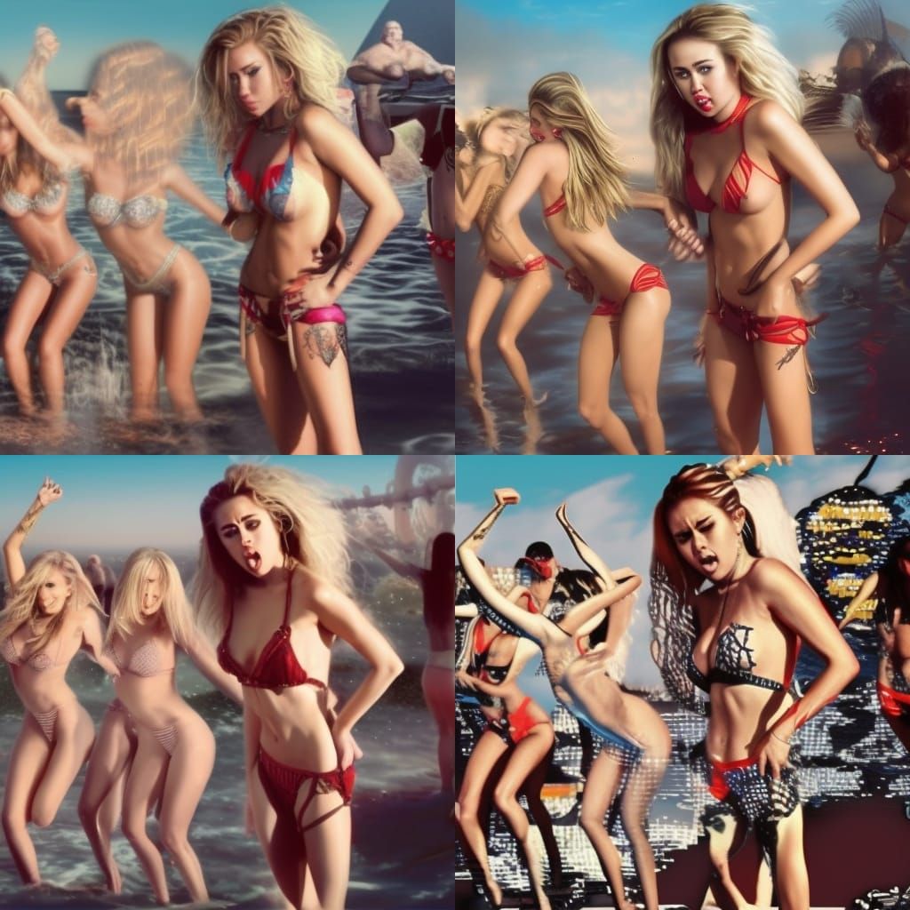 Hyperdetailed Beach Party with Dancing Celebrity