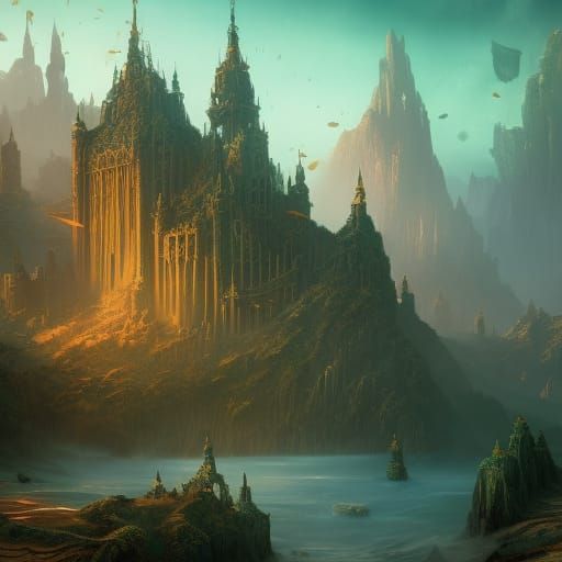 Fantastical Happy Home in Detailed Matte Painting Style