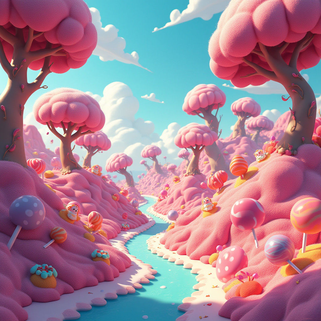 Candy Land: Hyperrealistic Postmodern Digital Illustration